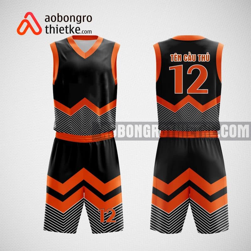 Mẫu đồng phục bóng chuyền thiết kế màu cam Sky Mining ABR19