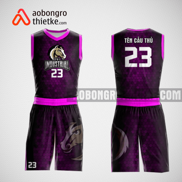Mẫu quần áo bóng rổ thiết kế màu tím đen horse ABR128