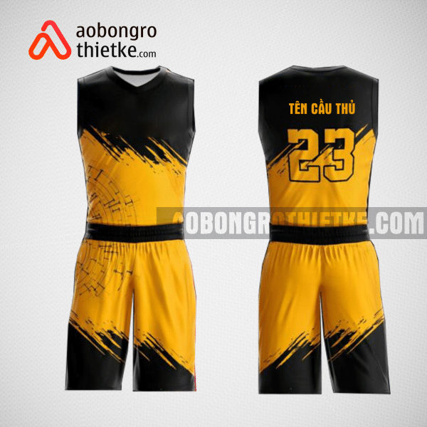 Mẫu quần áo bóng rổ thiết kế màu vàng đen black lion ABR135