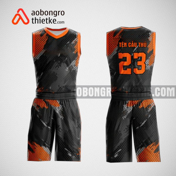 Mẫu quần áo bóng rổ thiết kế màu cam đen black lion ABR136