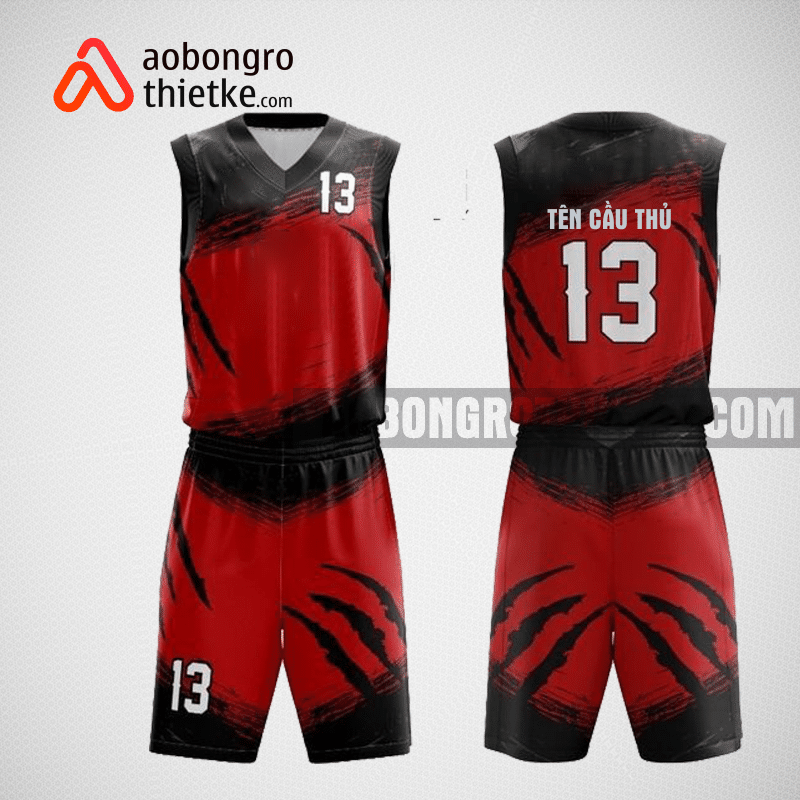 Mẫu quần áo bóng rổ thiết kế màu đỏ đen tiger ABR203