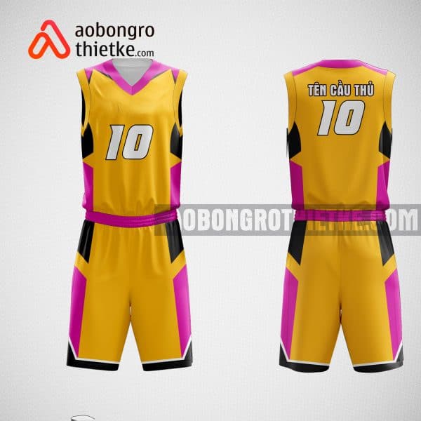 Mẫu đồng phục bóng rổ thiết kế màu cam hồng ABR59