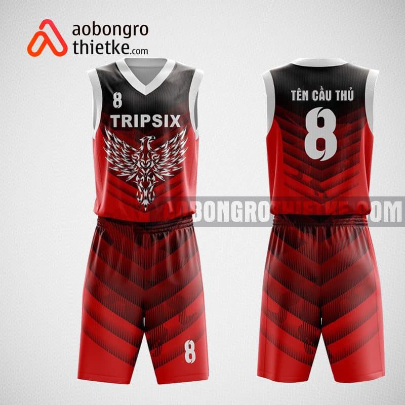 Mẫu đồng phục bóng rổ thiết kế màu đỏ eagle white ABR42