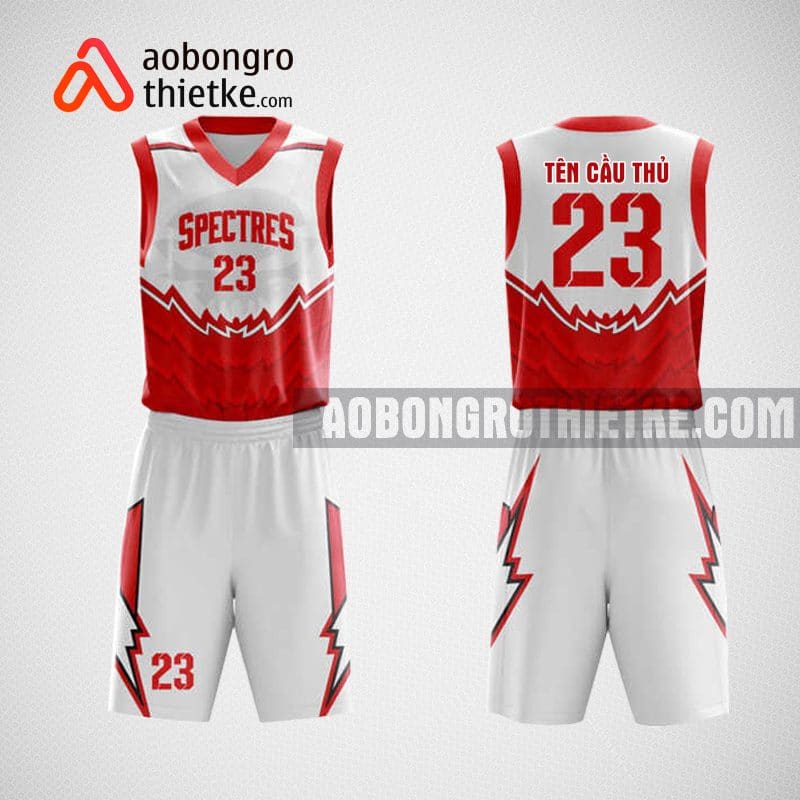 Mẫu đồng phục bóng rổ thiết kế màu đỏ red white ABR28