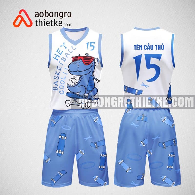 Mẫu đồng phục bóng rổ thiết kế màu trắng dinosaurs ABR33