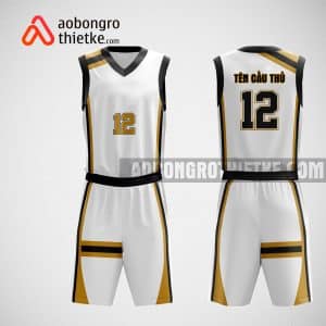 Mẫu đồng phục bóng rổ thiết kế màu trắng white horizontal ABR38