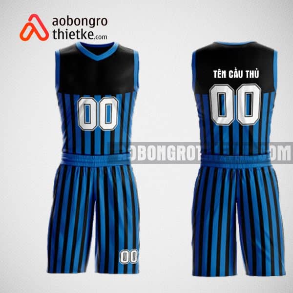 Mẫu đồng phục bóng rổ thiết kế màu xanh black vertical ABR40