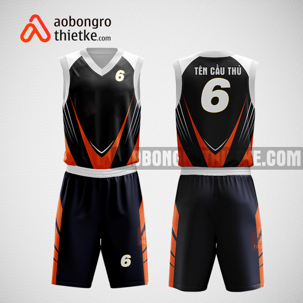 Mẫu quần áo bóng rổ thiết kế màu cam đen black ABR185