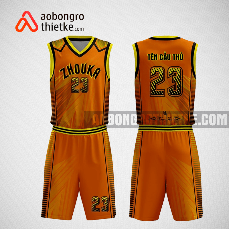 Mẫu quần áo bóng rổ thiết kế màu cam đen cream ABR251