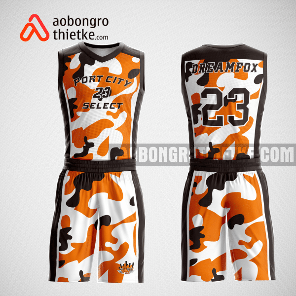 Mẫu quần áo bóng rổ thiết kế màu cam trắng đen liquid ABR227