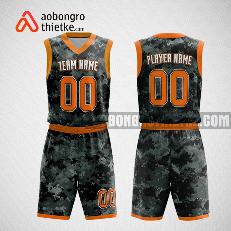 Mẫu quần áo bóng rổ thiết kế màu đen cam ABR90