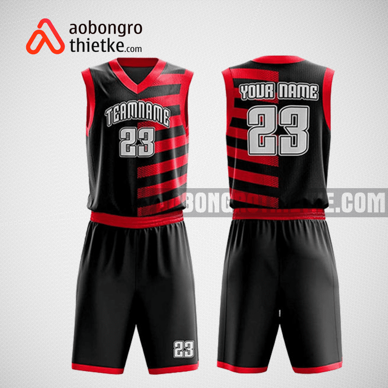 Mẫu quần áo bóng rổ thiết kế màu đen đỏ black lion ABR178