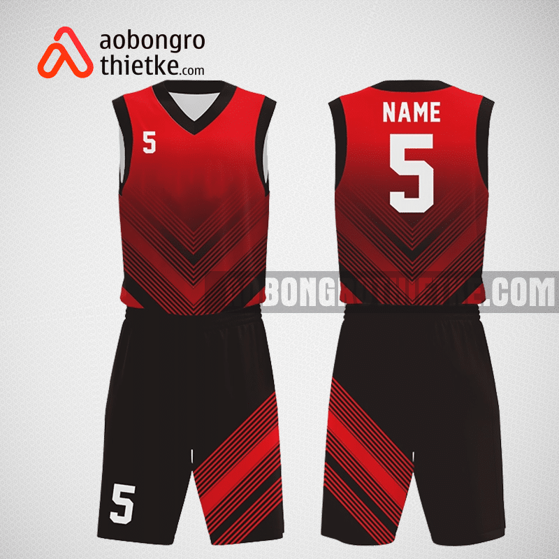 Mẫu quần áo bóng rổ thiết kế màu đen đỏ blackred ABR262
