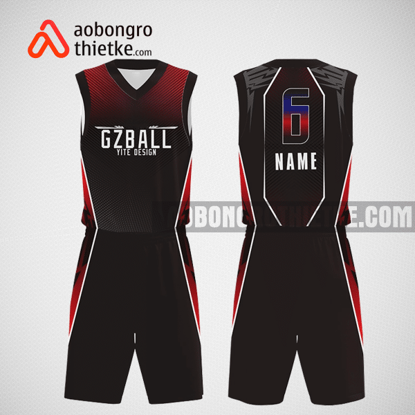 Mẫu quần áo bóng rổ thiết kế màu đen đỏ blackred ABR289