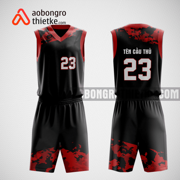 Mẫu quần áo bóng rổ thiết kế màu đen đỏ nion ABR167