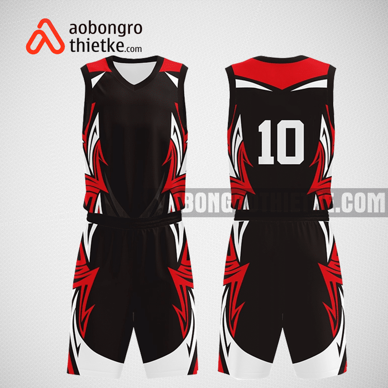Mẫu quần áo bóng rổ thiết kế màu đen đỏ toll ABR278