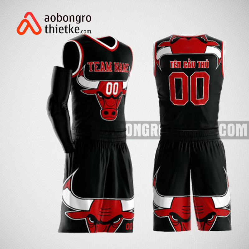 Mẫu quần áo bóng rổ thiết kế màu đen đỏ trắng ABR160
