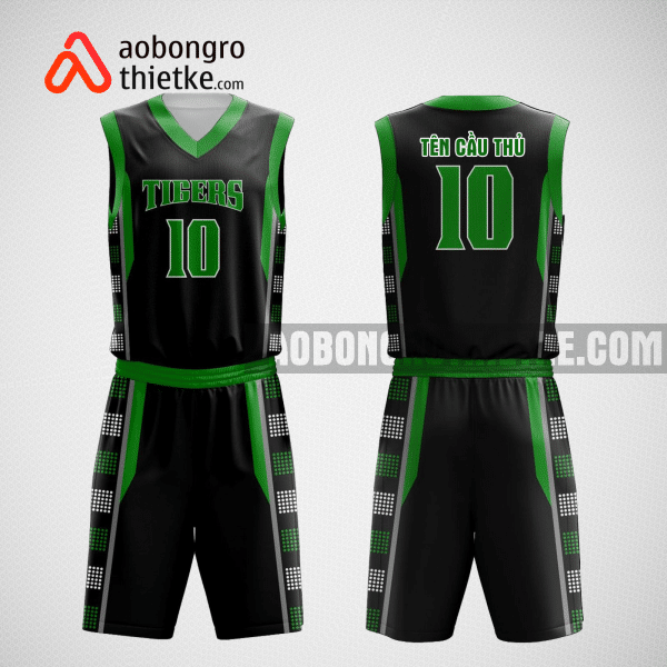 Mẫu quần áo bóng rổ thiết kế màu đen green black ABR89