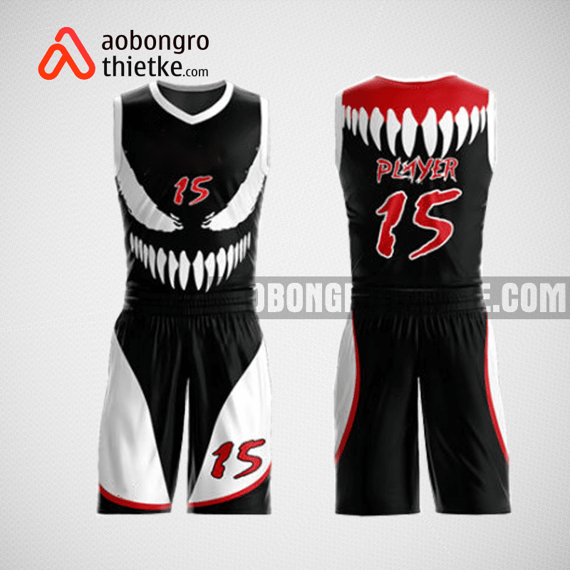 Mẫu quần áo bóng rổ thiết kế màu đen trắng anime ABR136