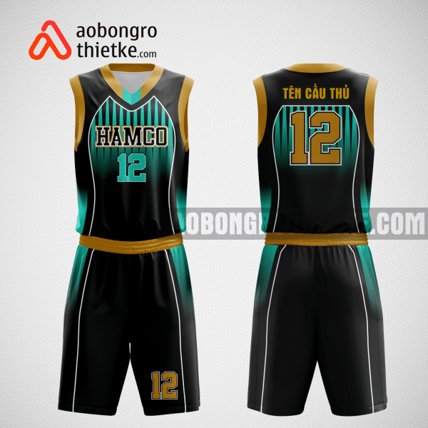 Mẫu quần áo bóng rổ thiết kế màu đen xanh black Swish ABR1