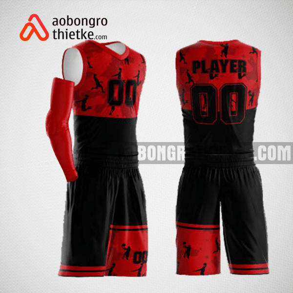 Mẫu quần áo bóng rổ thiết kế màu đỏ đen ABR161