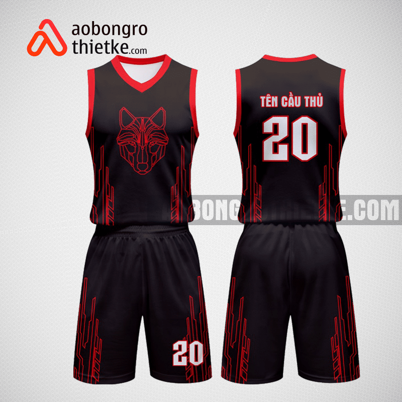 Mẫu quần áo bóng rổ thiết kế màu đỏ đen Cat ABR199