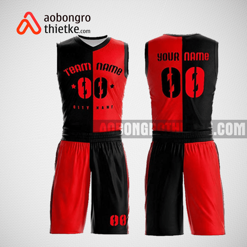 Mẫu quần áo bóng rổ thiết kế màu đỏ đen black lion ABR180