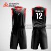 Mẫu quần áo bóng rổ thiết kế màu đỏ đen black red ABR171