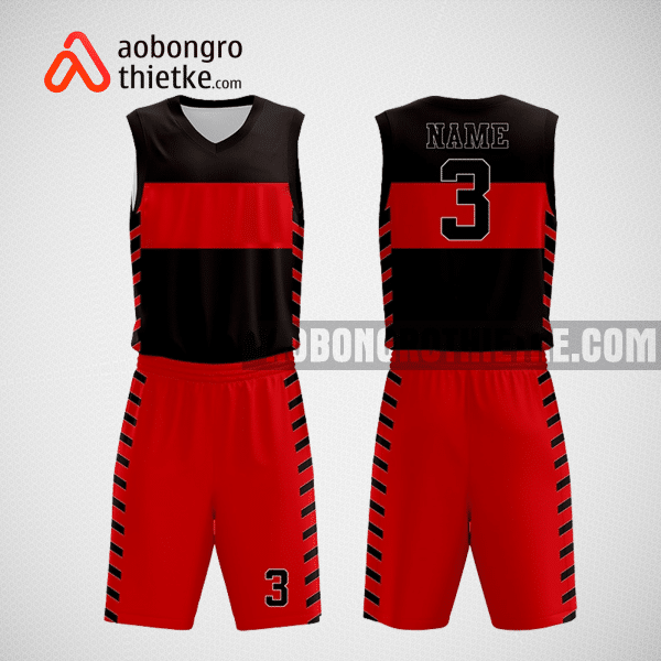 Mẫu quần áo bóng rổ thiết kế màu đỏ đen iven ABR237