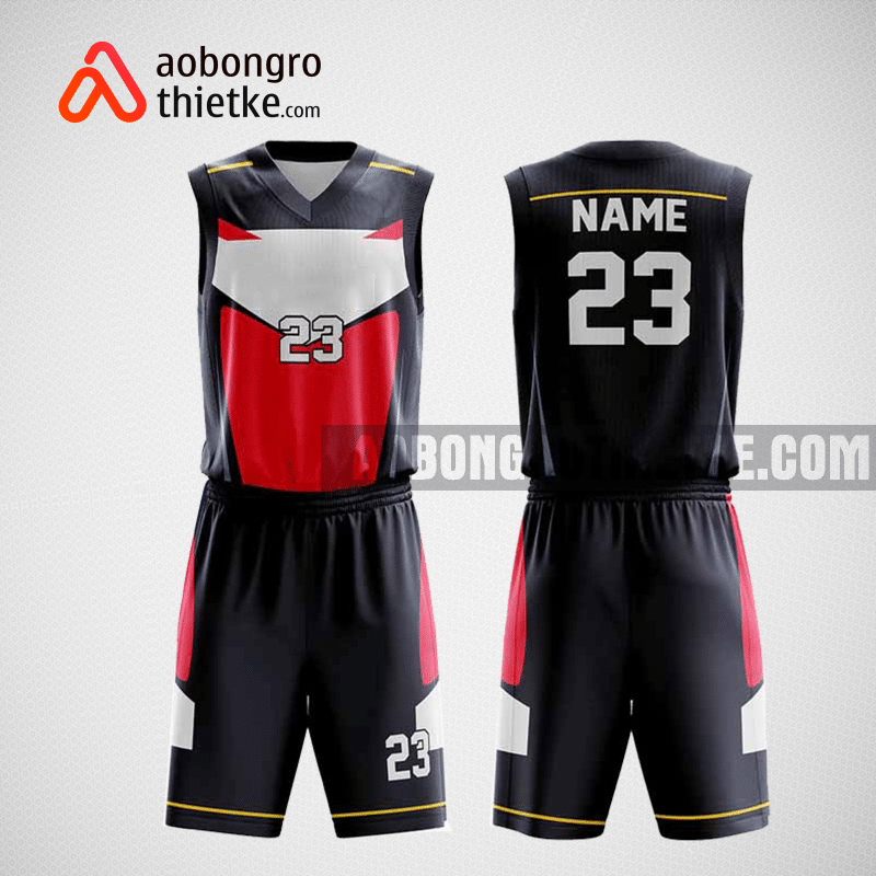 Mẫu quần áo bóng rổ thiết kế màu đỏ đen xám ABR207