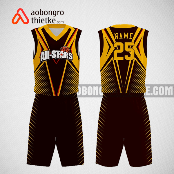 Mẫu quần áo bóng rổ thiết kế màu đỏ vàng iso ABR232