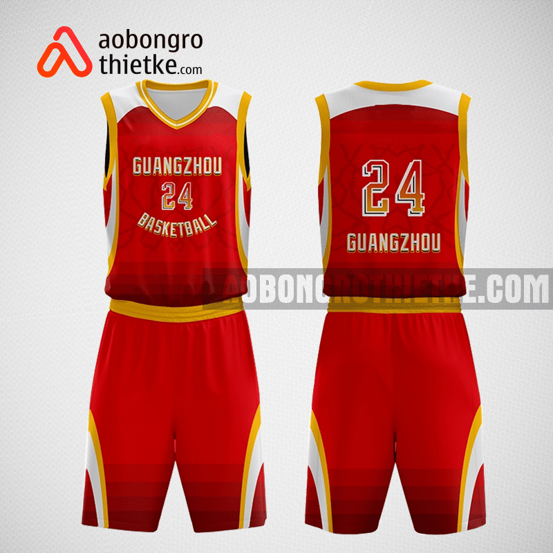 Mẫu quần áo bóng rổ thiết kế màu đỏ vàng redyellow ABR267
