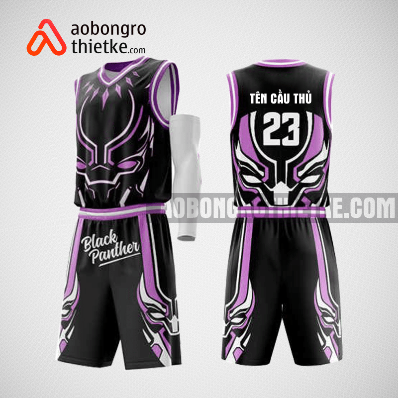 Mẫu quần áo bóng rổ thiết kế màu tím đen black panther ABR129