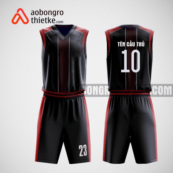 Mẫu quần áo bóng rổ thiết kế màu tím than đỏ RED ABR92