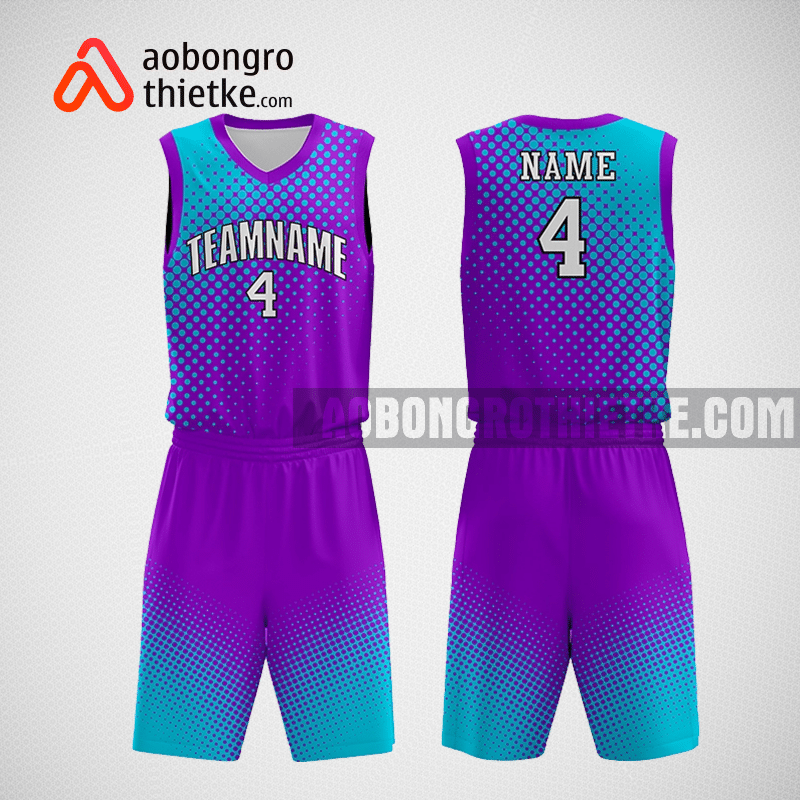 Mẫu quần áo bóng rổ thiết kế màu tím xanh hear ABR252