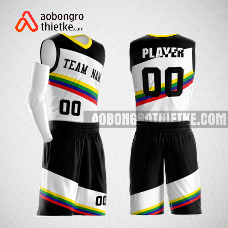 Mẫu quần áo bóng rổ thiết kế màu trắng đen team ABR225