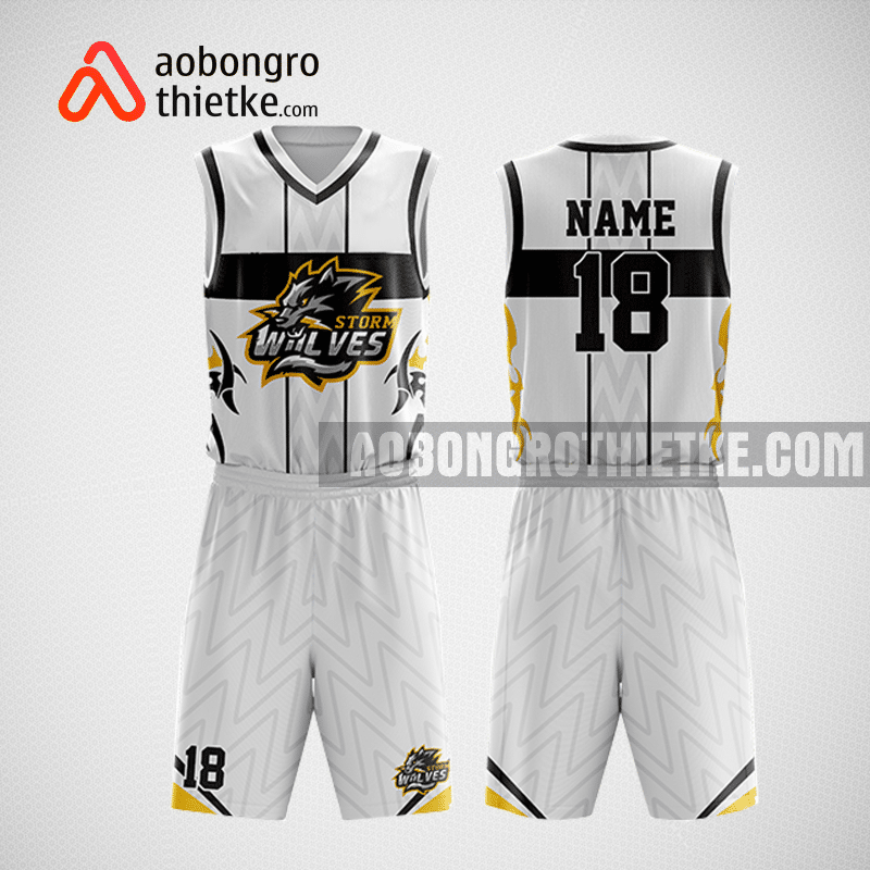 Mẫu quần áo bóng rổ thiết kế màu trắng đen willes ABR213