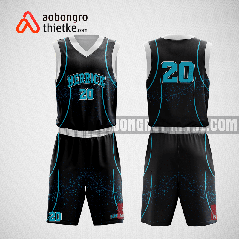 Mẫu quần áo bóng rổ thiết kế màu trắng đen xanh ABR182