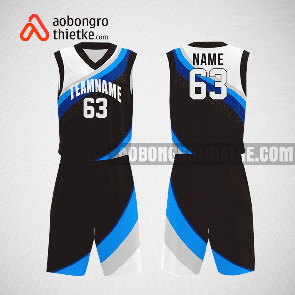 Mẫu quần áo bóng rổ thiết kế màu trắng đen xanh jason ABR249