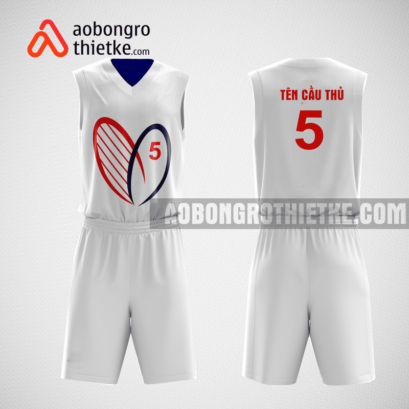 Mẫu quần áo bóng rổ thiết kế màu trắng heart ABR70