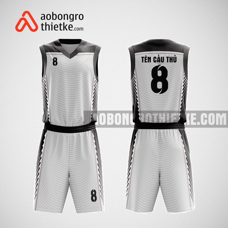 Mẫu quần áo bóng rổ thiết kế màu trắng white ABR100