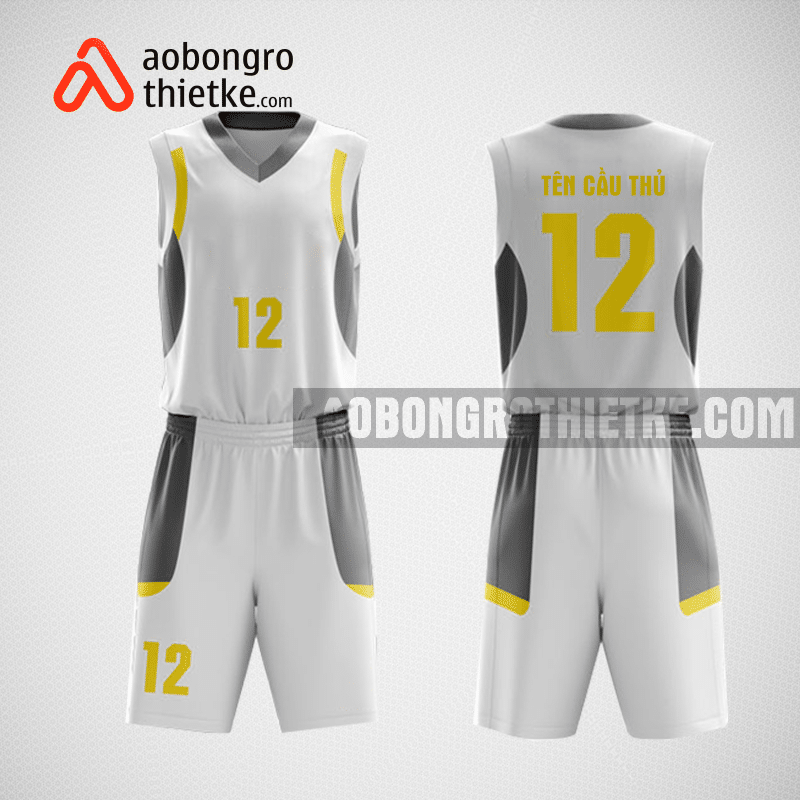 Mẫu quần áo bóng rổ thiết kế màu trắng xám club ABR130