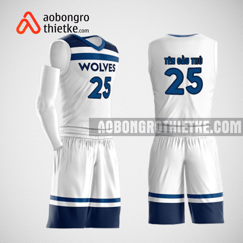 Mẫu quần áo bóng rổ thiết kế màu trắng xanh ABR151