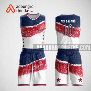 Mẫu quần áo bóng rổ thiết kế màu trắng xanh đỏ star ABR153