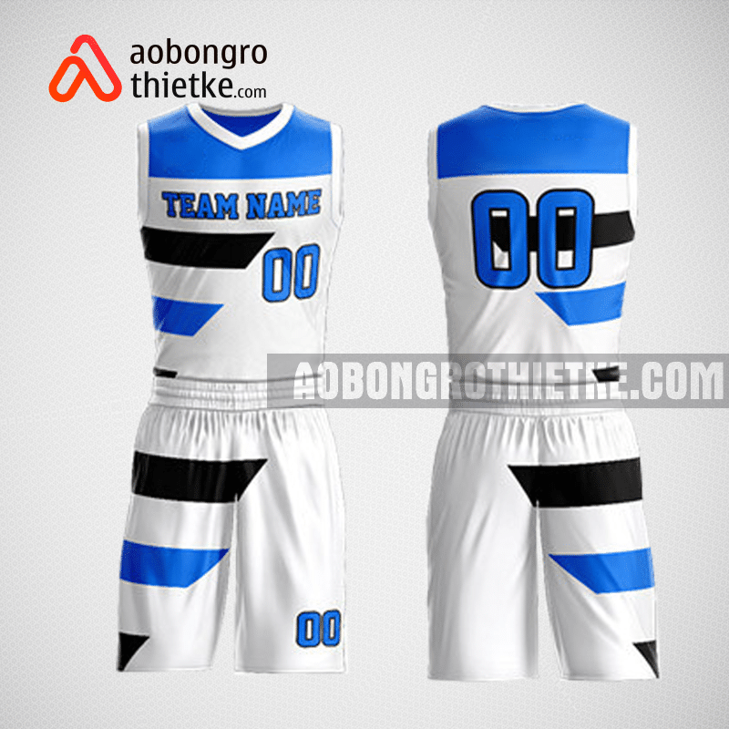 Mẫu quần áo bóng rổ thiết kế màu trắng xanh white lion ABR177