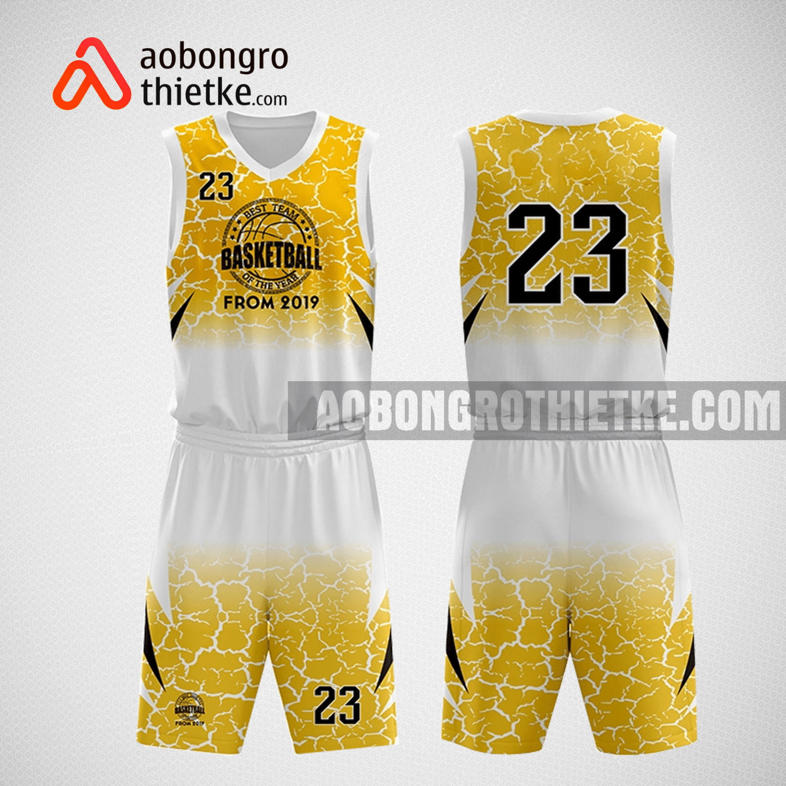 Mẫu quần áo bóng rổ thiết kế màu vàng trắng basketball ABR258 - Áo Bóng ...