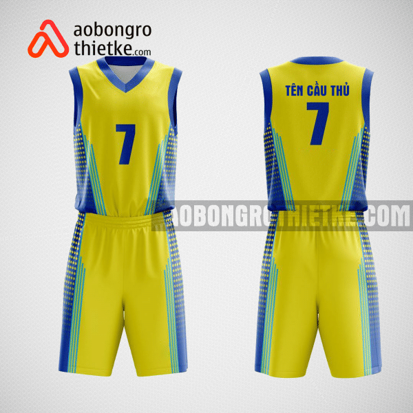 Mẫu quần áo bóng rổ thiết kế màu vàng xanh AMA ABR79