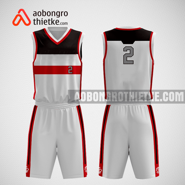 Mẫu quần áo bóng rổ thiết kế màu xám đỏ đen bull ABR295