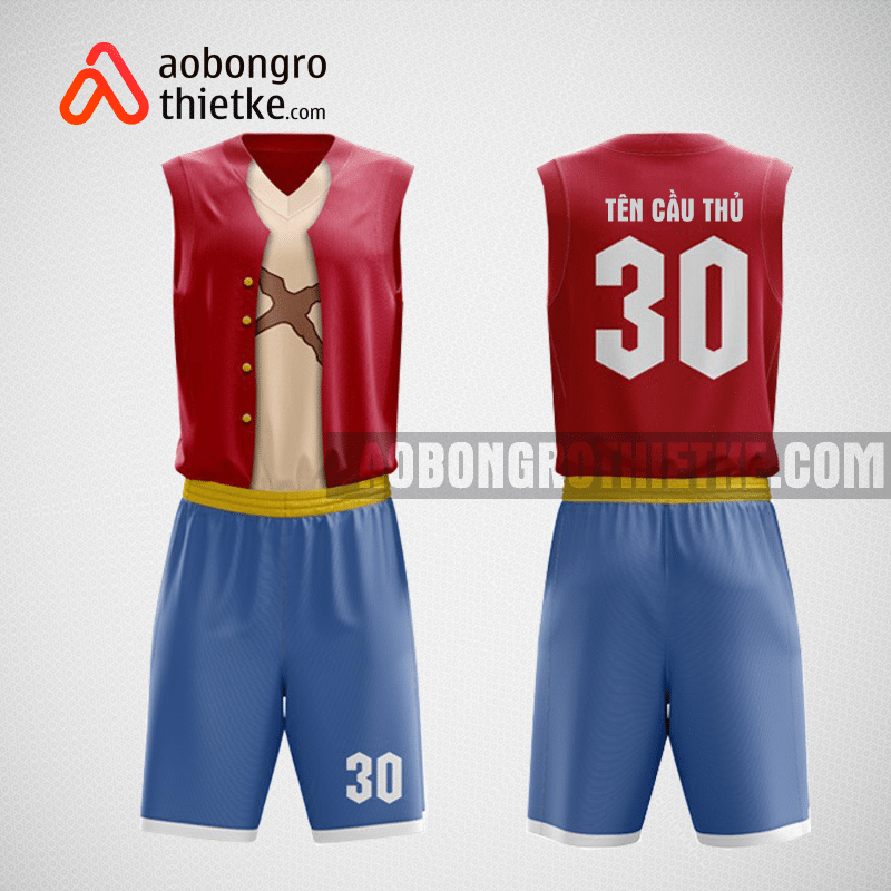Mẫu quần áo bóng rổ thiết kế màu xanh đỏ anime ABR118