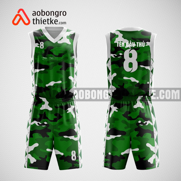 Mẫu quần áo bóng rổ thiết kế màu xanh trắng GREEN ABR93